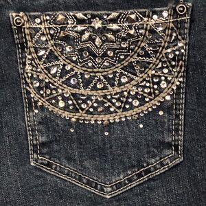 Wired Heart Jeans Womens 29 Mid-Rise Bootcut Embroidery Studded Rhinestones